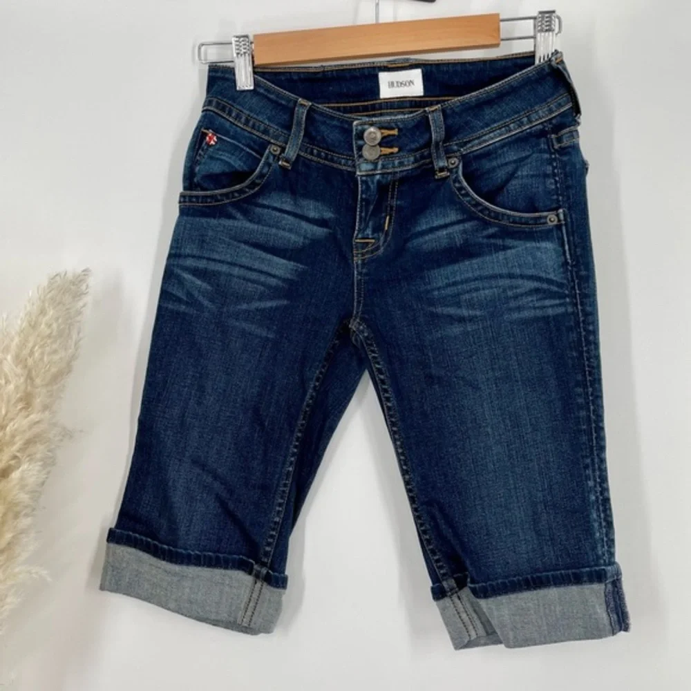 Hudson Women's Palerme Cuffed Dark Denim Jean Shorts Size 25